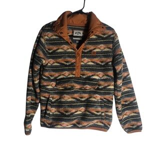 Billabong Sz XS Aztec print fleece popover sweatshirt